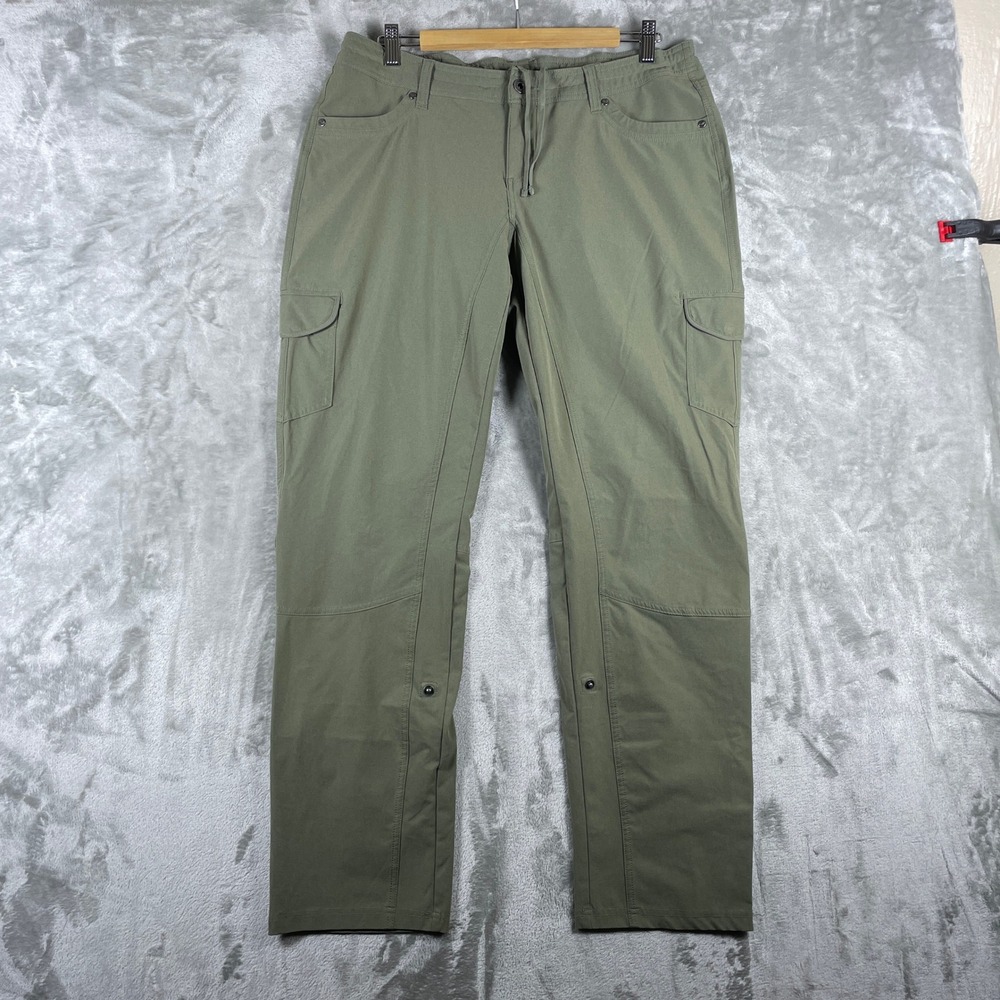 KUHL Cargo Pants Women 14 REG Green Outdoor Hiking Lightweight Drawstring